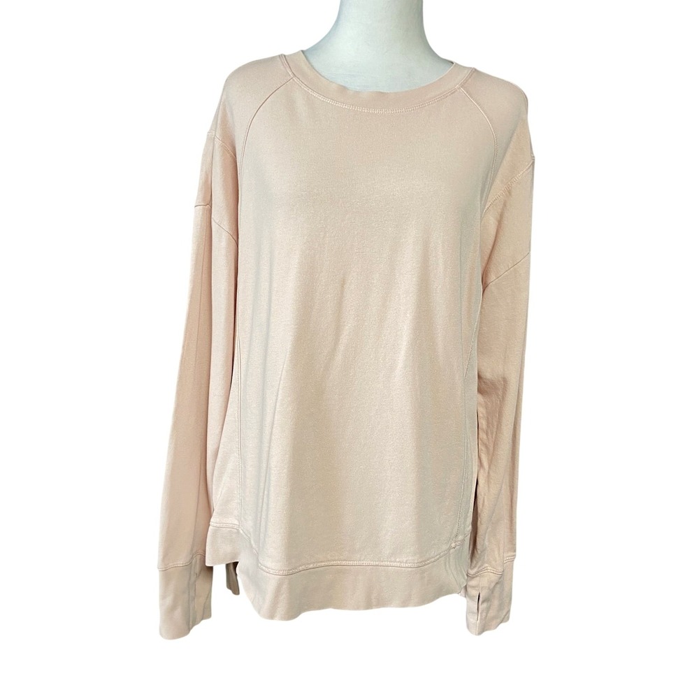 Sweaty Betty Sweatshirt Womens M Pink Terry Crewneck Split Hem Lightweight